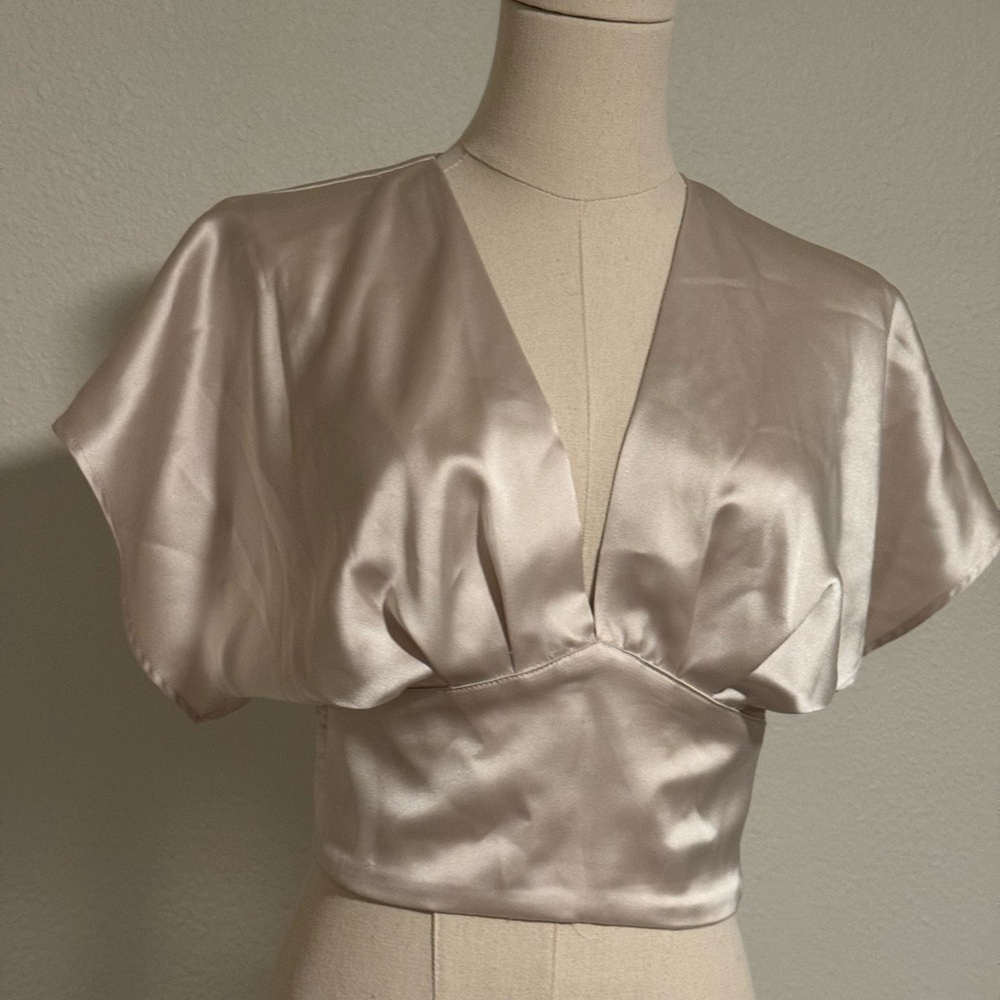 Zara Satin Blouse in Soft Cream